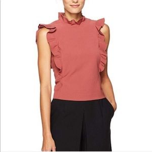 Rebecca Taylor Stretch Suiting Ruffle Top Lipstick